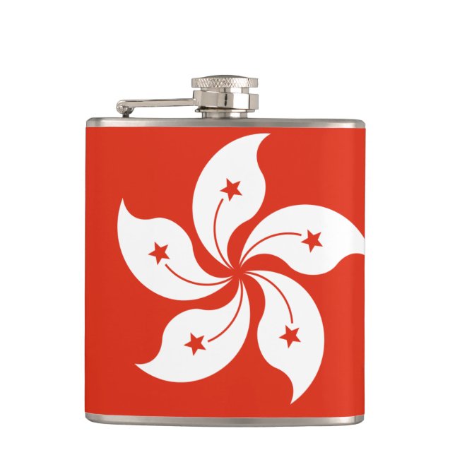 Flagge Hongkongs Vinyl Wrapped Flask Flachmann (Vorderseite)