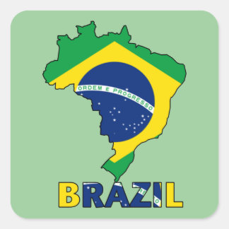 Flagge in der Karte Brasiliens Quadratischer Aufkleber