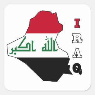 Flagge in der Karte vom Irak Quadratischer Aufkleber