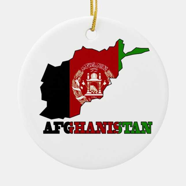 Flagge in der Karte von Afghanistan Keramikornament (Vorne)