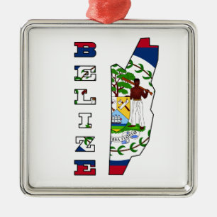 Flagge in der Karte von Belize Ornament Aus Metall