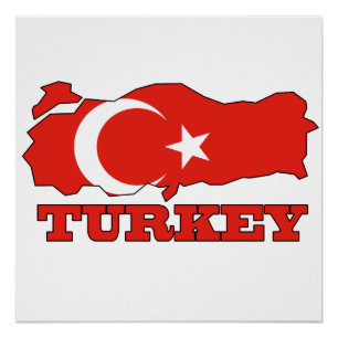 Flagge in der Karte von der Türkei Poster
