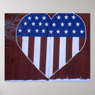 Flagge in Herzform auf einer Scheune gemalt nach 9 Poster
