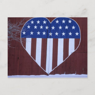 Flagge in Herzform auf einer Scheune gemalt nach 9 Postkarte