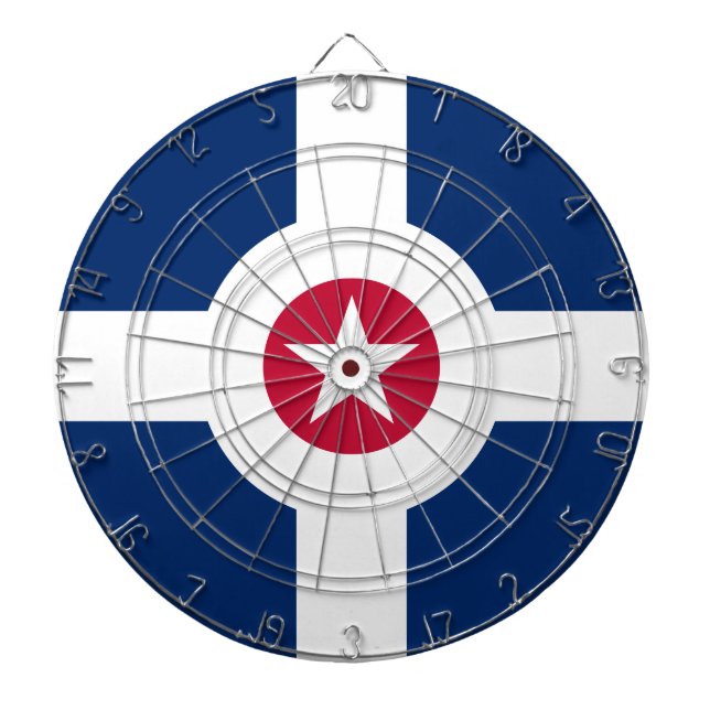 Flagge Indianapolis, Indiana Dartboard mit Darts Dartscheibe (vorne)