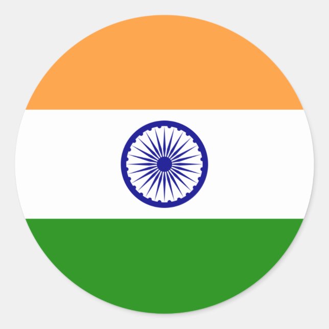 Flagge Indiens - ति गा - भा र का रं तध् Runder Aufkleber (Vorderseite)