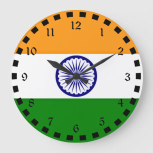 Flagge Indiens Große Wanduhr