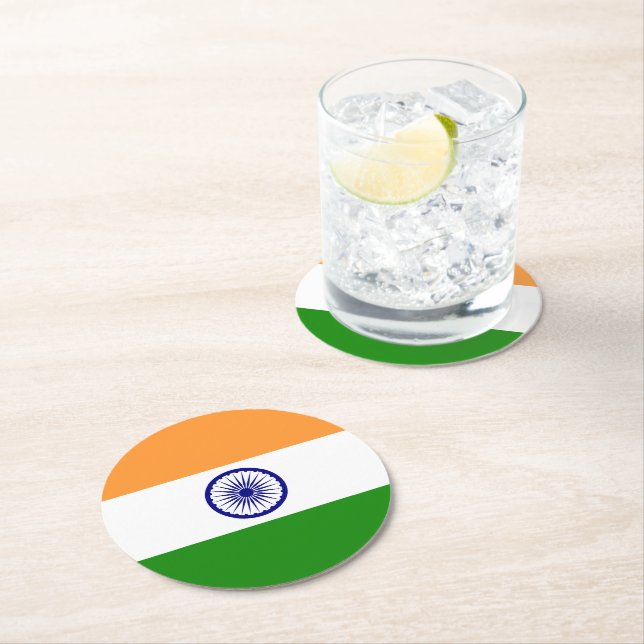Flagge Indiens Runder Pappuntersetzer (Vor Ort)
