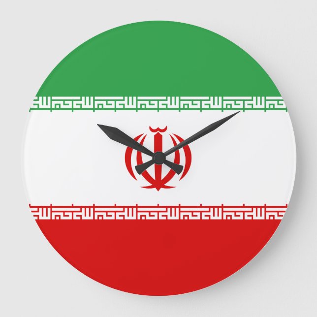 Flagge Iran (Iran) Große Wanduhr (Vorderseite)