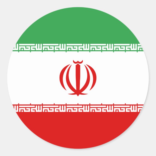 Flagge Iran (Iran) Runder Aufkleber (Vorderseite)