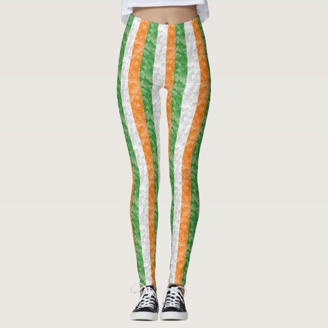 Flagge Irlands mit Kleeblättern Leggings (Vorderseite)