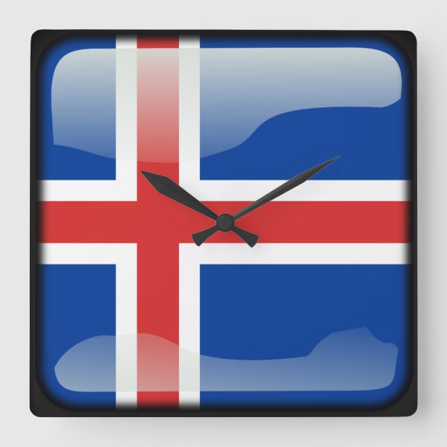 Flagge Islands Quadratische Wanduhr (Vorderseite)