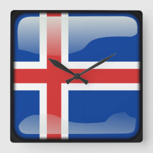 Flagge Islands Quadratische Wanduhr