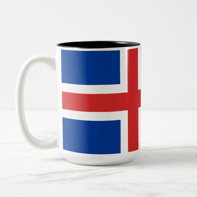 Flagge Islands Zweifarbige Tasse (Links)