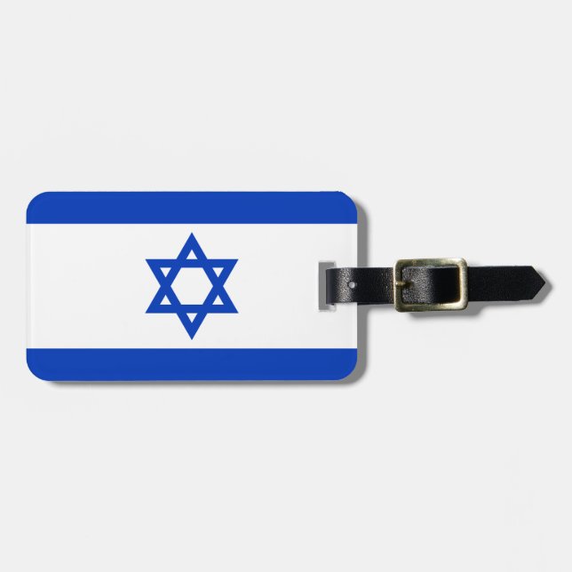 Flagge Israel Gepäckanhänger mit Ledergurt (Vorderseite horizontal)