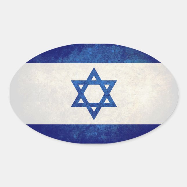 Flagge Israels Ovaler Aufkleber (Vorderseite)