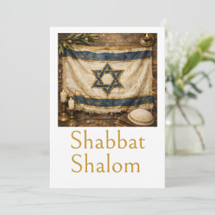 Flagge Israels, Shabbat Schalom, rustikales Bauern Karte