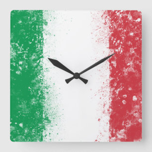 Flagge Italiens Quadratische Wanduhr
