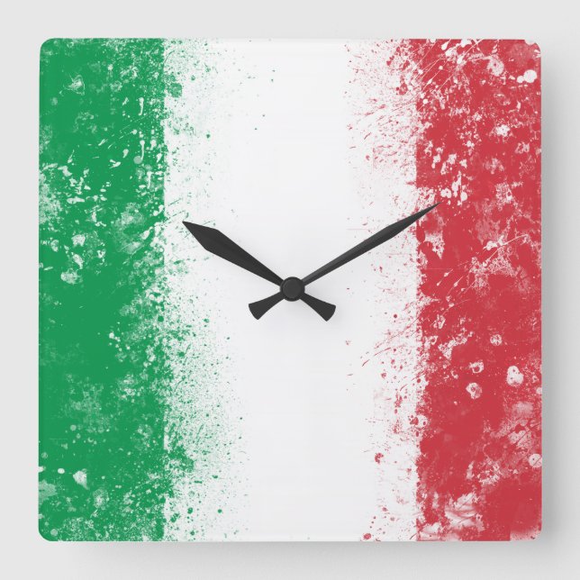Flagge Italiens Quadratische Wanduhr (Vorderseite)