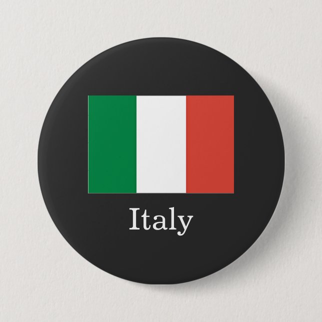 Flagge Italiens, weißer Text, Button (Vorderseite)