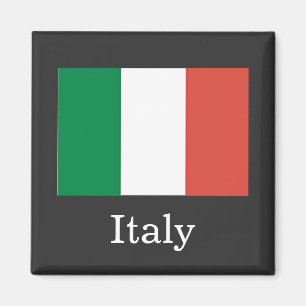 Flagge Italiens, weißer Text, Magnet