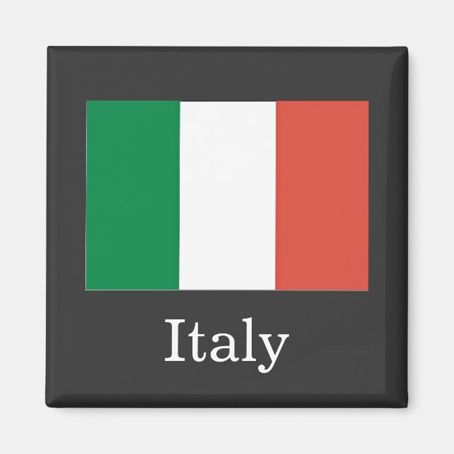 Flagge Italiens, weißer Text, Magnet (Vorne)