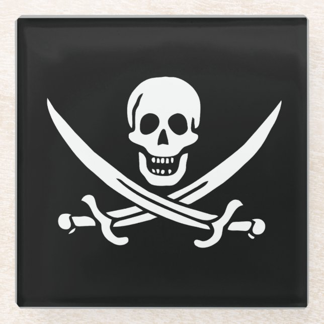 Flagge Jolly Roger Glasuntersetzer (Vorderseite)