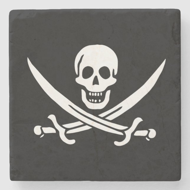 Flagge Jolly Roger Steinuntersetzer (Vorderseite)