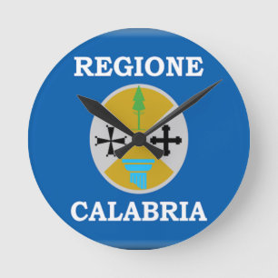 Flagge Kalabriens (Italien) Runde Wanduhr