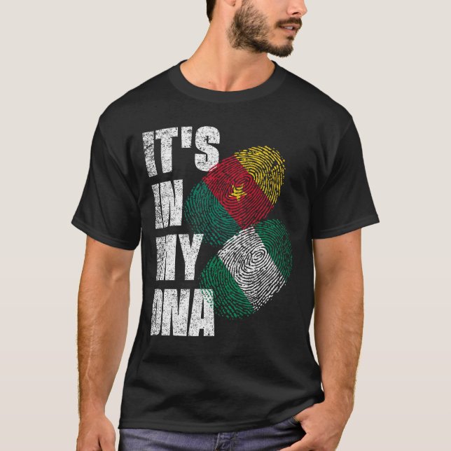 Flagge Kameruns und Nigerias für das DNA-Erbe T-Shirt (Vorderseite)