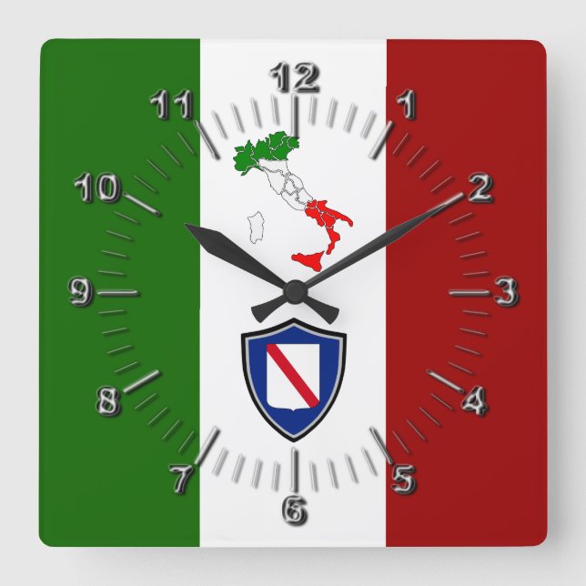 Flagge Kampaniens (Italien) Quadratische Wanduhr (Vorderseite)