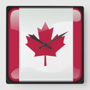 Flagge Kanadas Quadratische Wanduhr