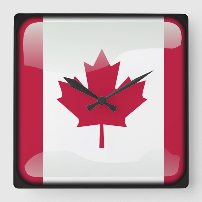 Flagge Kanadas Quadratische Wanduhr (Vorderseite)