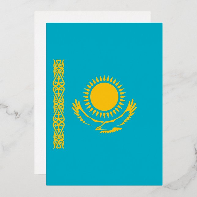 Flagge Kasachstan Folieneinladung (Vorderseite/Rückseite)