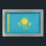 Flagge Kasachstan Rechteckige Gürtelschnalle<br><div class="desc">Patriotische Flagge Kasachstans.</div>