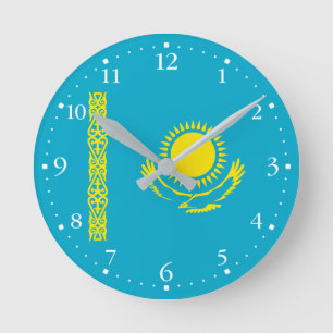 Flagge Kasachstans Runde Wanduhr