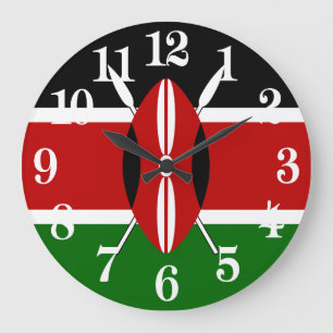 Flagge Kenias Bendera ya Kenia Große Wanduhr