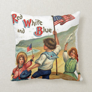 Flagge Kinder Strand Vintage Postkarten Kunst Kissen