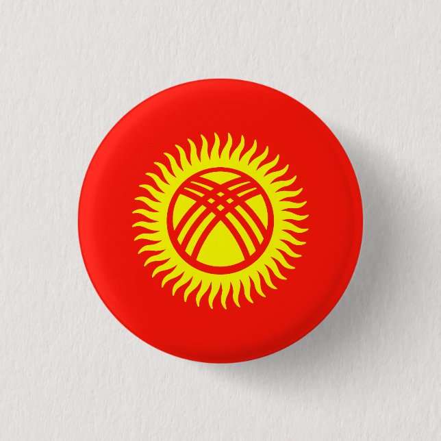 Flagge Kirgisistans Button (Vorderseite)