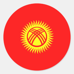 Flagge Kirgisistans, Flagge Kirgisistans Runder Aufkleber