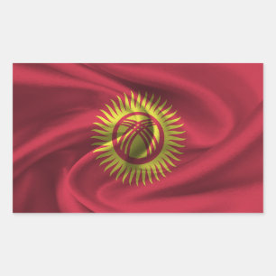 Flagge Kirgisistans Rechteckiger Aufkleber