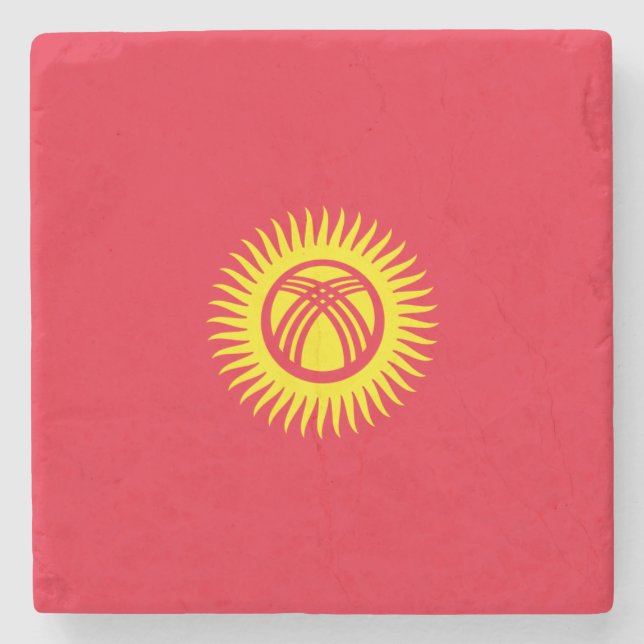 Flagge Kirgisistans Steinuntersetzer (Vorderseite)