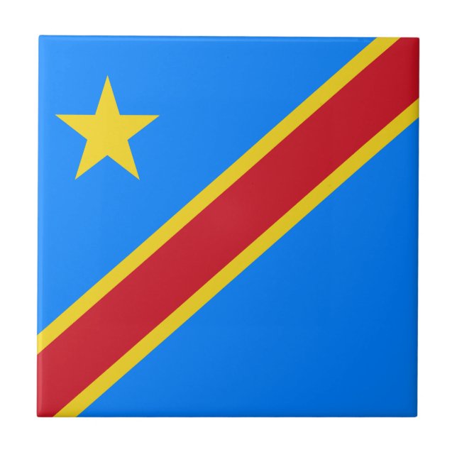 Flagge Kongo Kinshasa Fliese (Vorderseite)