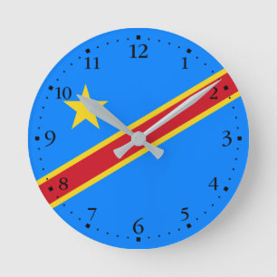 Flagge Kongo Kinshasa Runde Wanduhr
