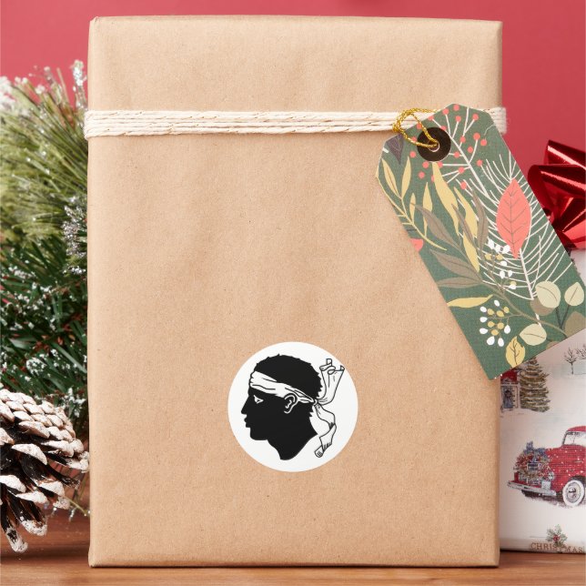 Flagge Korsikas Runder Aufkleber (Feiertag)