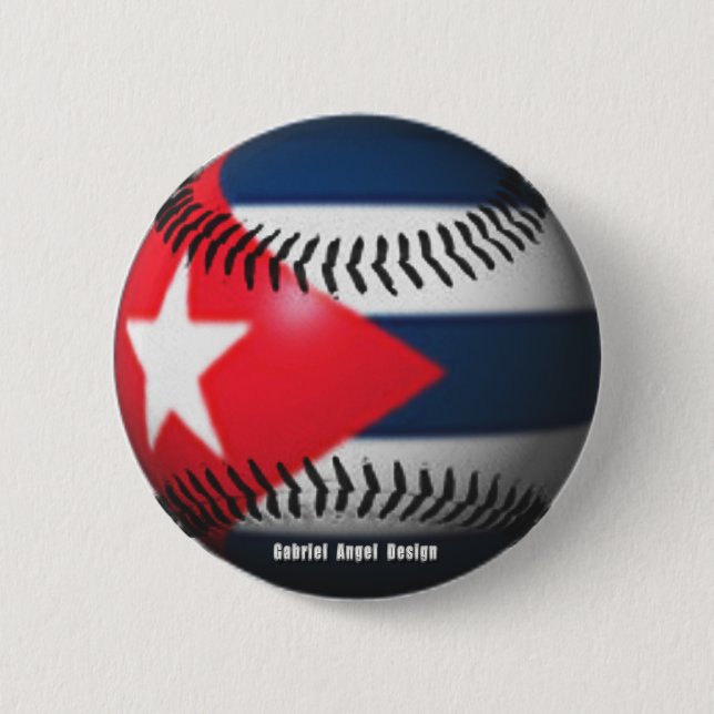 Flagge Kubas auf Baseball Button (Vorderseite)