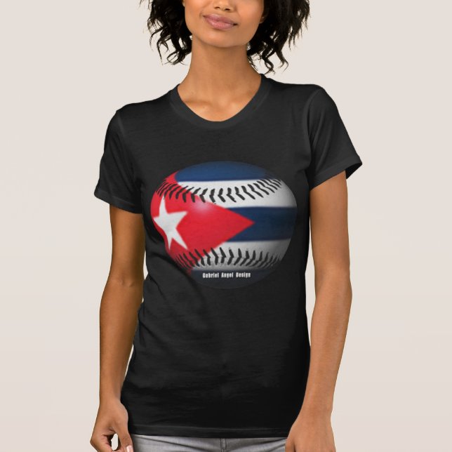 Flagge Kubas auf Baseball T-Shirt (Vorderseite)