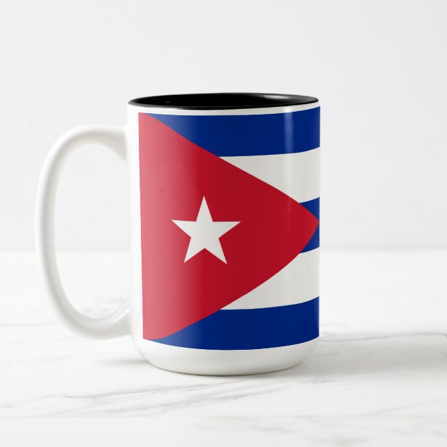 Flagge Kubas Zweifarbige Tasse (Links)