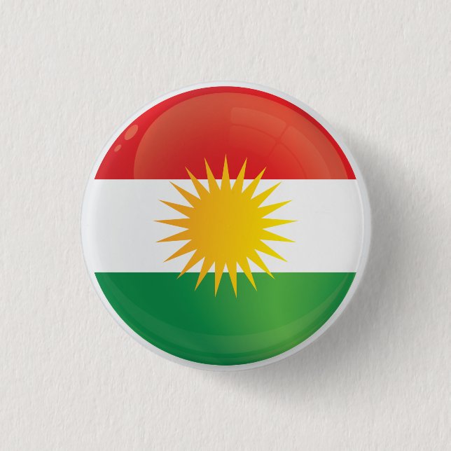 Flagge Kurdistans Button (Vorderseite)