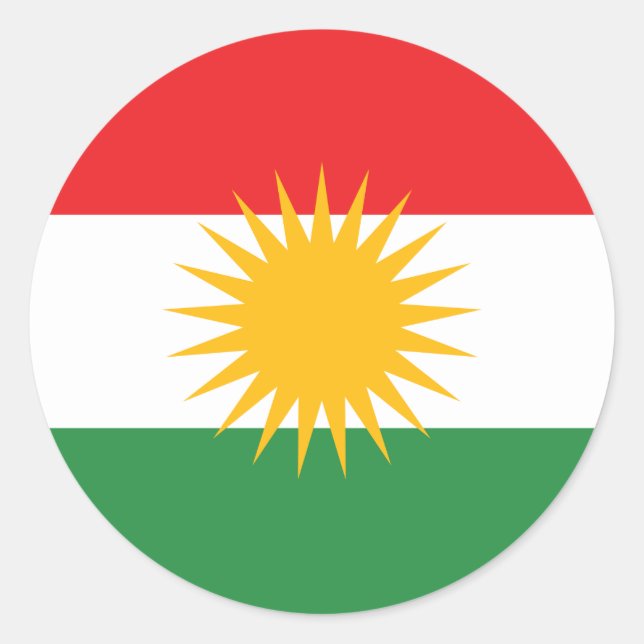 Flagge Kurdistans; Kurd; Kurdisch Runder Aufkleber (Vorderseite)